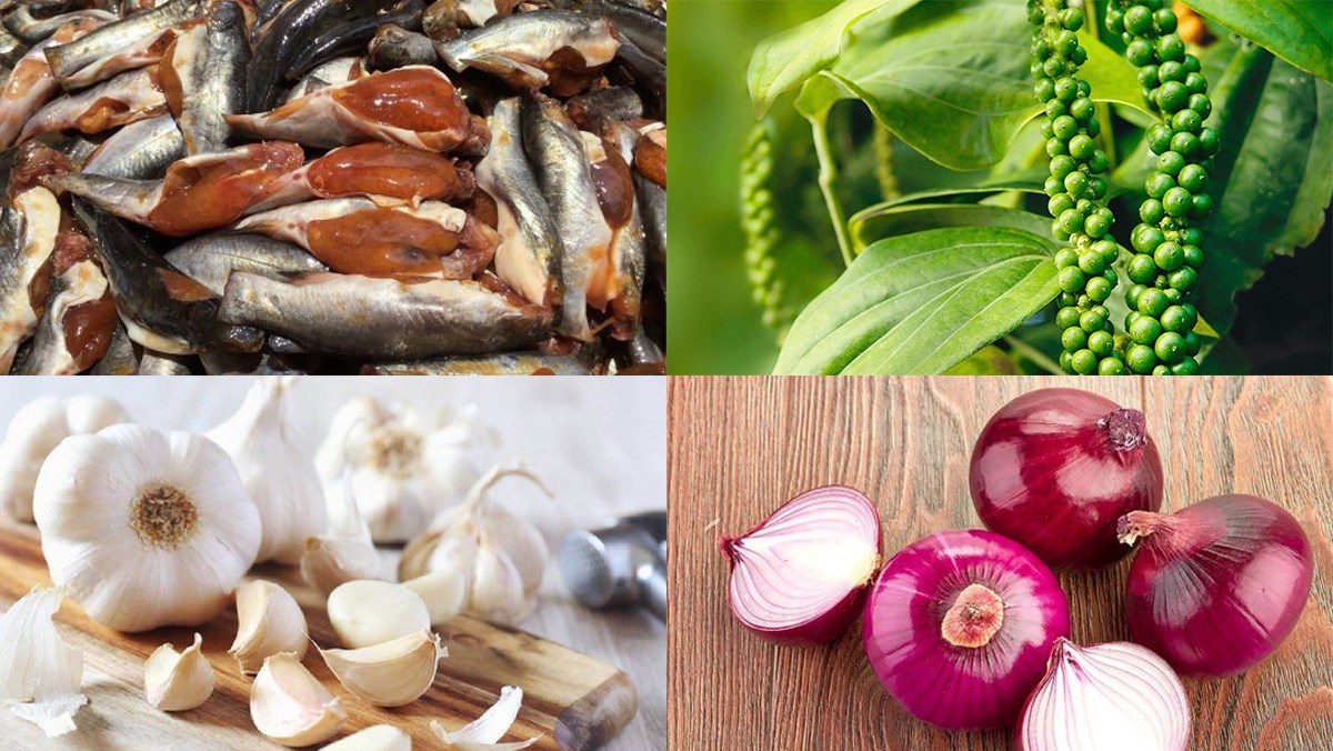 Ingredients for chot fish stewed with pepper