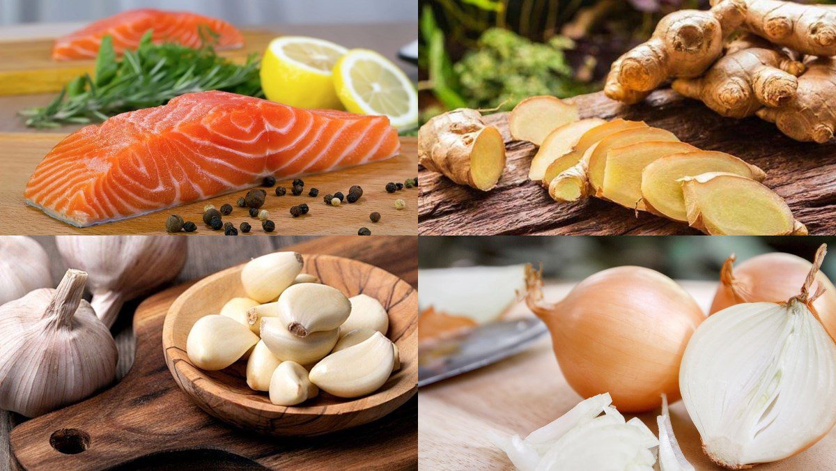 Ingredients for ginger-braised salmon dish