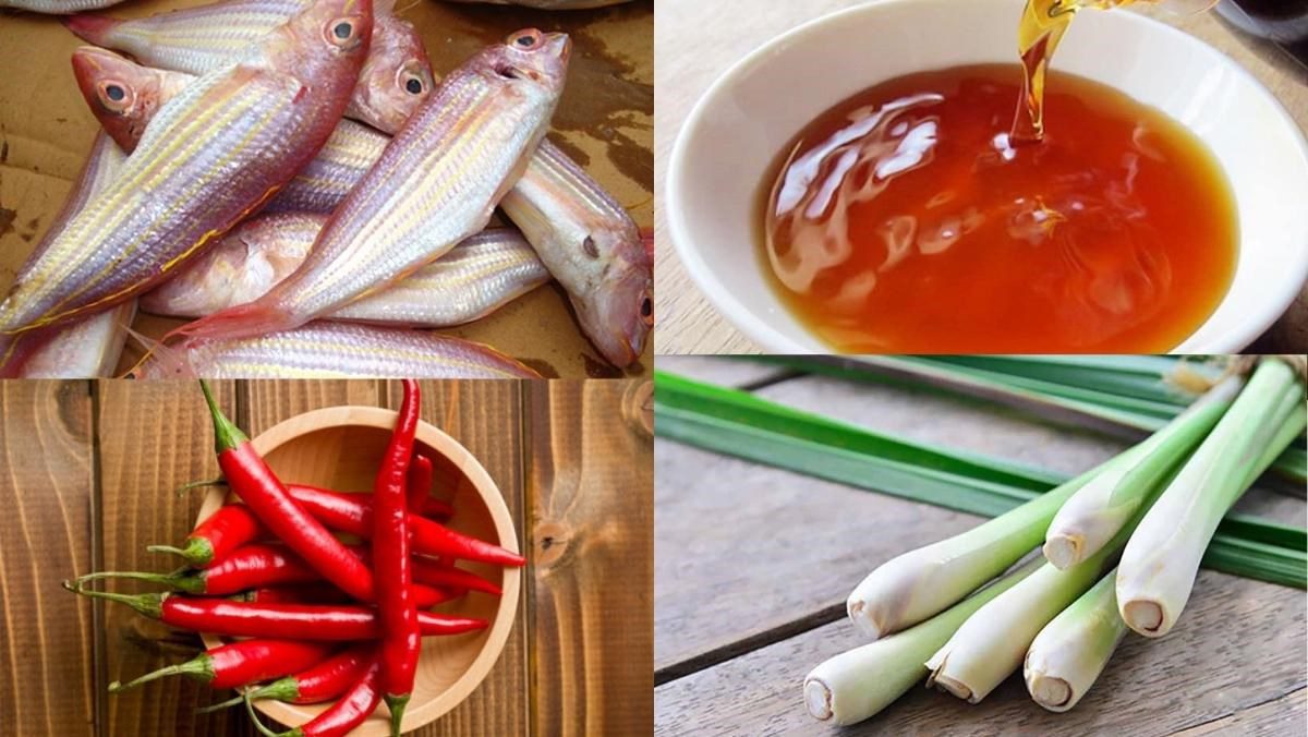 Ingredients for fried mackerel with lemongrass and chili