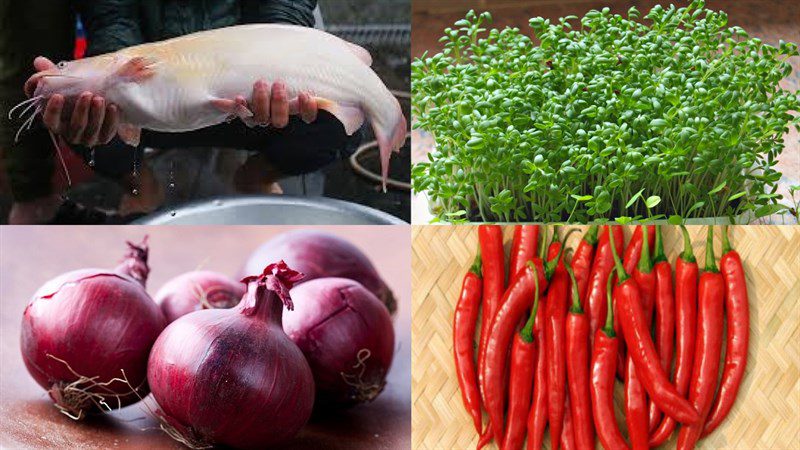 Ingredients for the dish of fish salad with sprouts