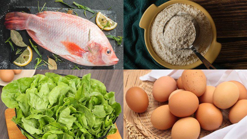 Ingredients for fried red tilapia dish