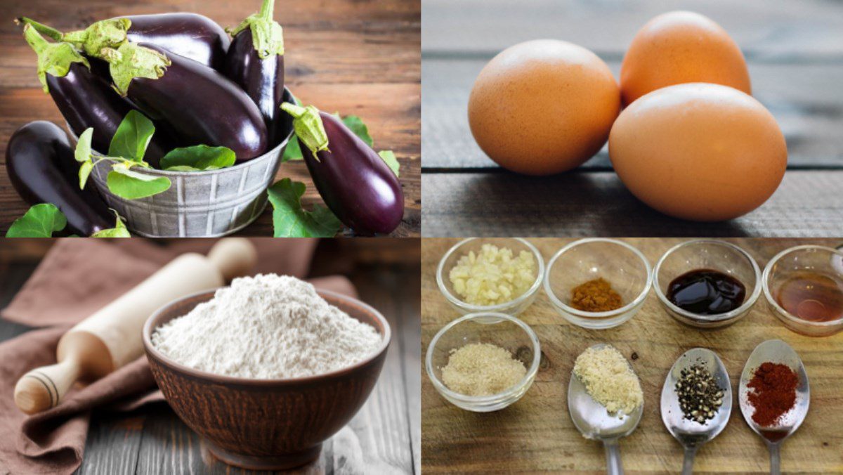 Ingredients for crispy eggplant dish