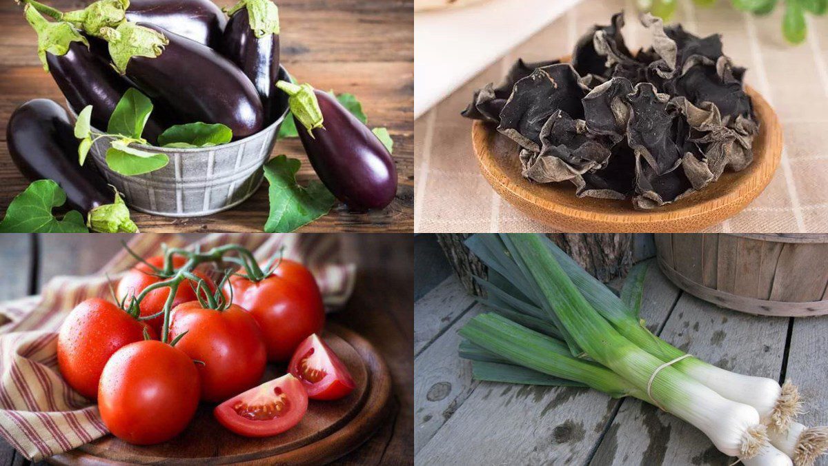 Ingredients for vegetarian baked eggplant using an air fryer