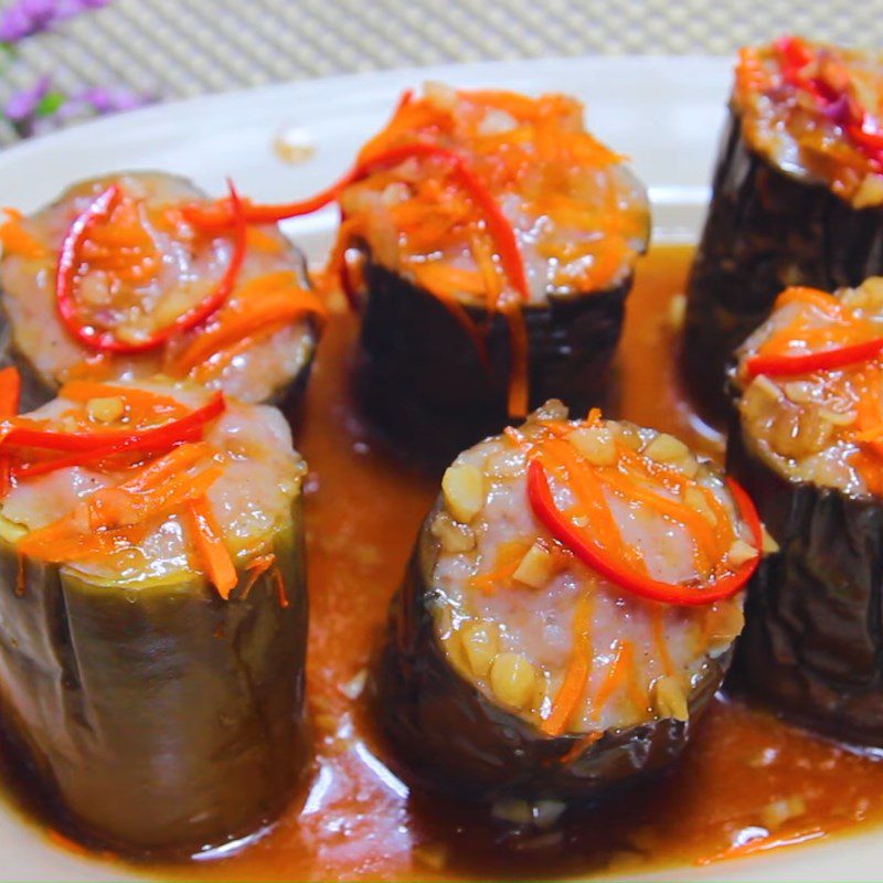 Step 6 Final Product Soy sauce eggplant stuffed with minced meat