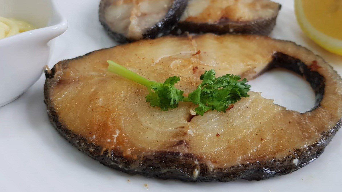 Salt-grilled cod