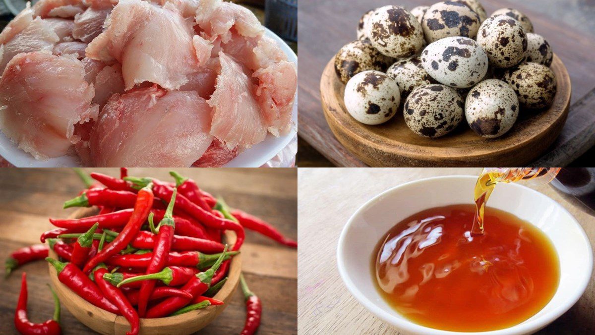 Ingredients for quail egg fish ball dish