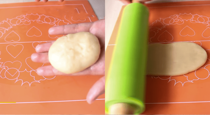 Step 6 Rolling the dough and shaping the cake Baked buns with savory filling