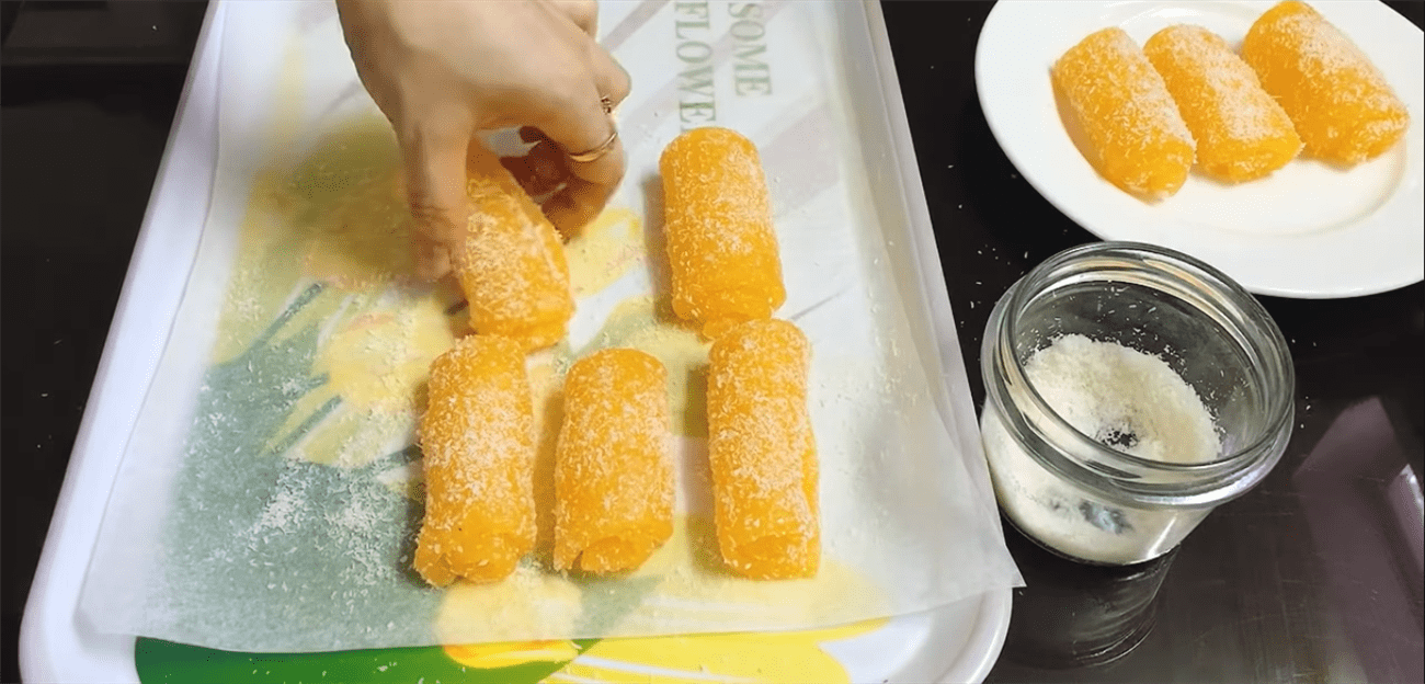 Step 5 Roll the cake Fresh Orange Cake