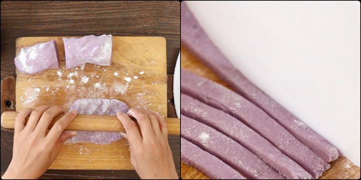 Step 4 Rolling the dough for purple sweet potato cake
