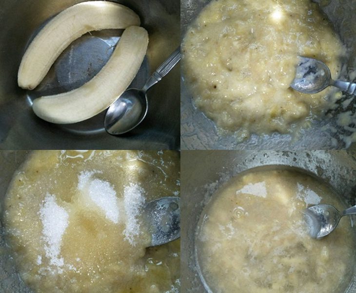 Step 1 Mash the bananas for steamed banana cake