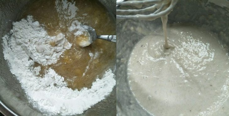 Step 2 Mix the flour and bananas for steamed banana cake