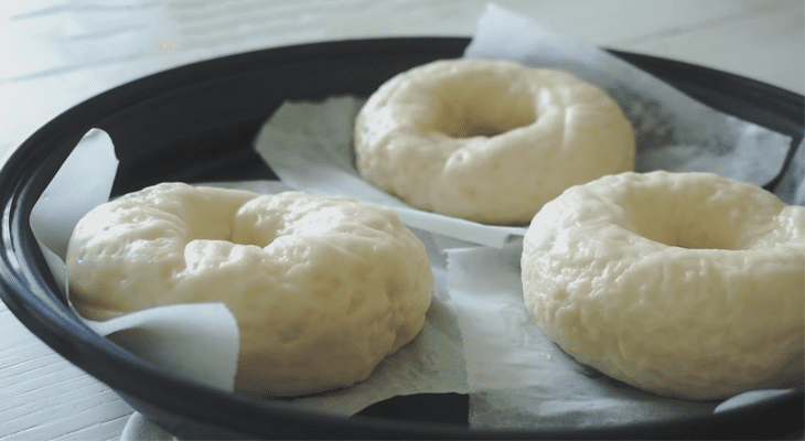 Step 6 Parboil the dough Bagel bread