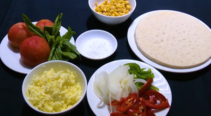 Ingredients for vegetarian pizza