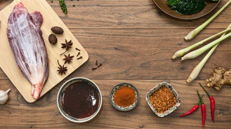 Ingredients for braised beef brisket with molasses