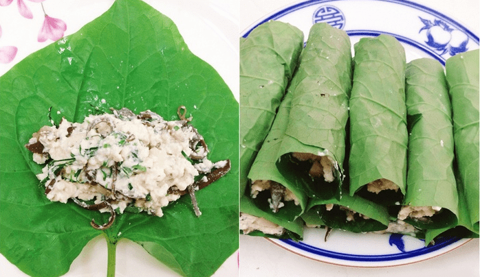 Step 3 Wrap the vegetarian beef in betel leaves