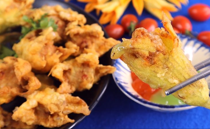 Step 5 Final Product Stuffed Squash Blossoms