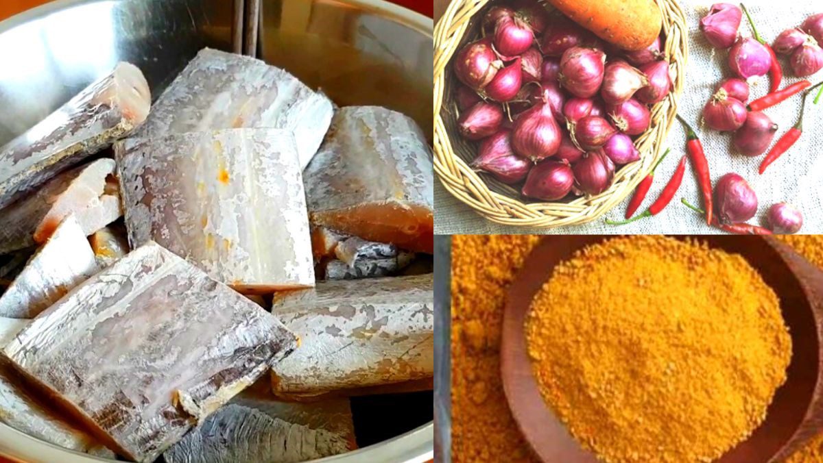 Ingredients for turmeric braised mackerel dish