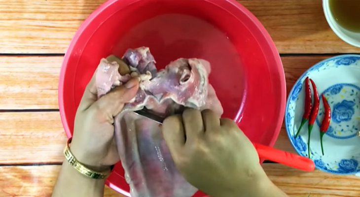 Step 1 Prepare pig ears for Pig ear salad with cabbage