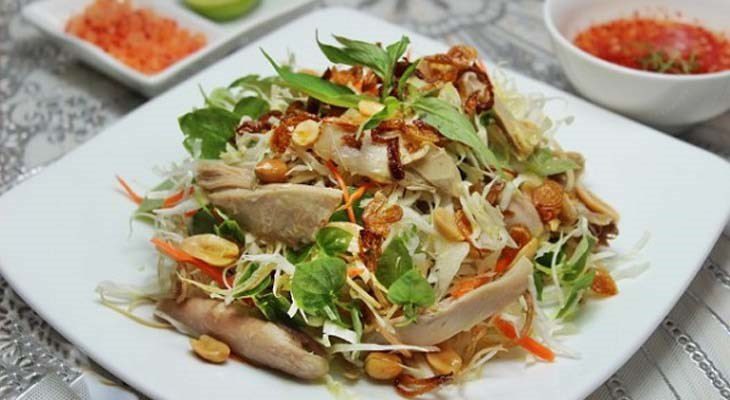 How to make duck salad with cabbage and onion