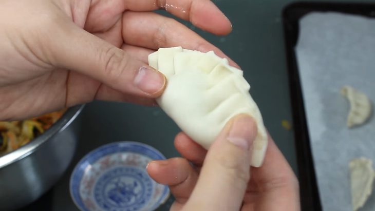 Step 3 Wrapping the dumplings Vegetarian dumplings