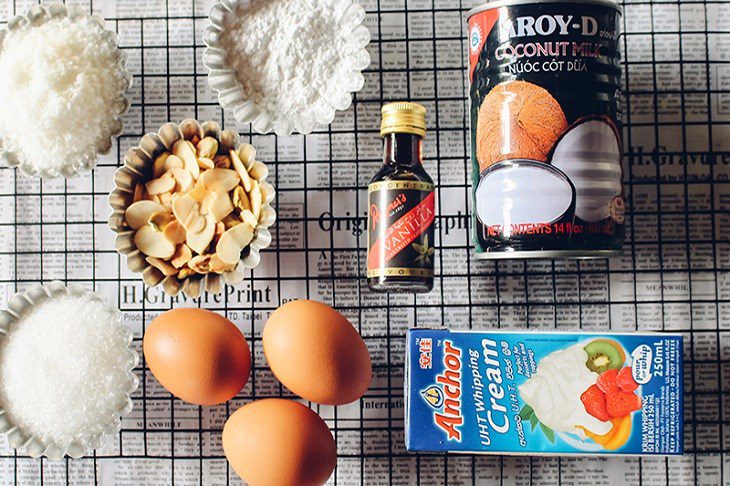 Ingredients for coconut ice cream