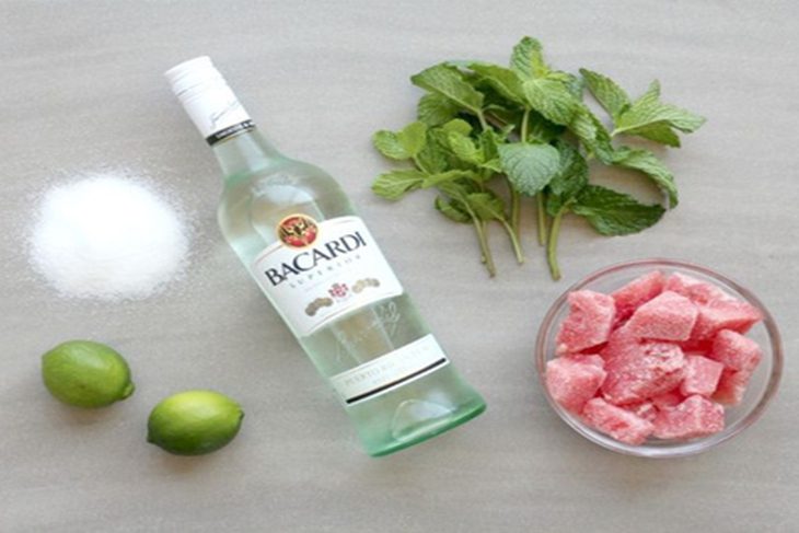 Ingredients for watermelon snow ice cream