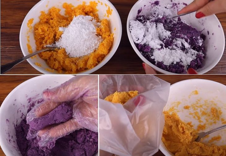 Step 2 Steam the sweet potatoes and mix the batter for sweet potato sticks