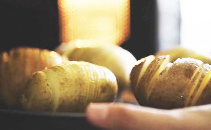 Step 3 Brush butter and bake potatoes Baked potato with cheese