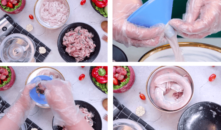 Step 2 Stuff the Meat Fried Meat Sausage