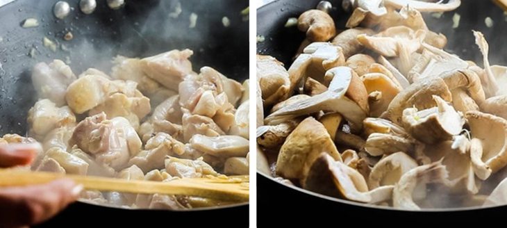 Step 3 Stir-fried chicken Stir-fried chicken with mushrooms