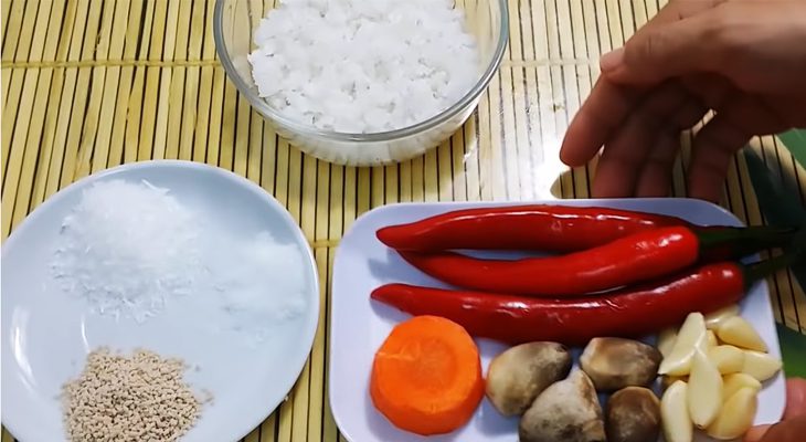 Ingredients for vegetarian Tay Ninh chili salt dish