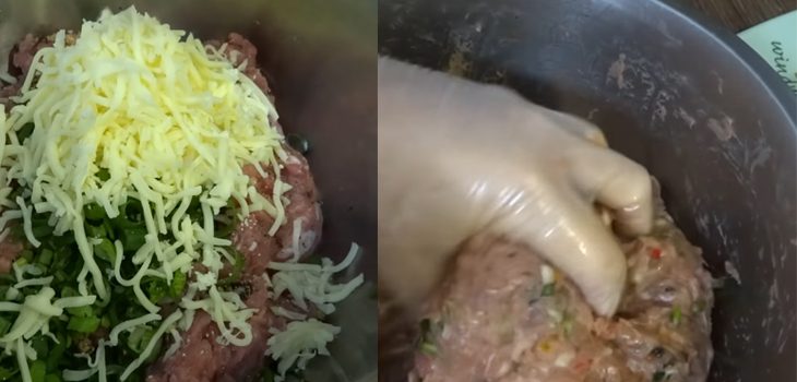 Step 2 Stuffing the filling for stuffed bell pepper with baked cheese