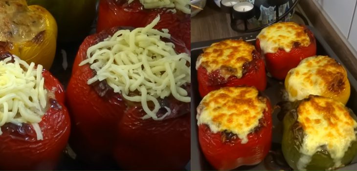 Step 6 Completion of stuffed bell peppers with baked cheese