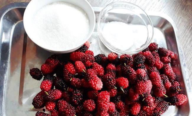 Ingredients for making mulberry wine