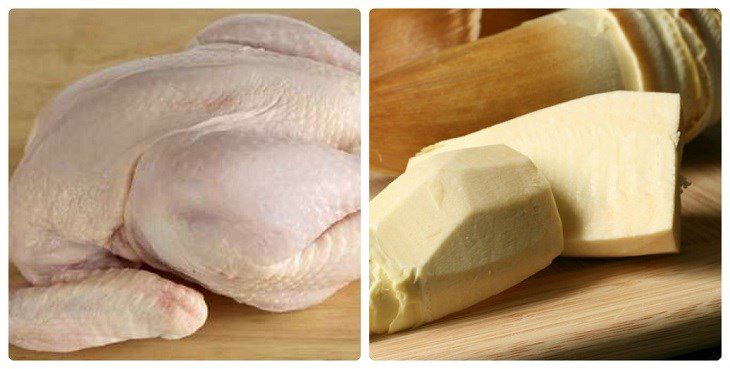 Ingredients for stir-fried chicken with fresh bamboo shoots