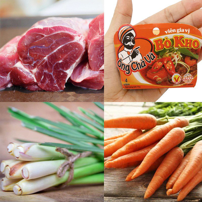 Ingredients for cooking beef stew with a rice cooker