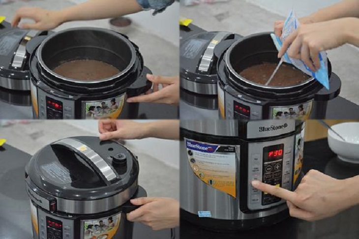 Step 2 Cook the red bean dessert with coconut water using a pressure cooker