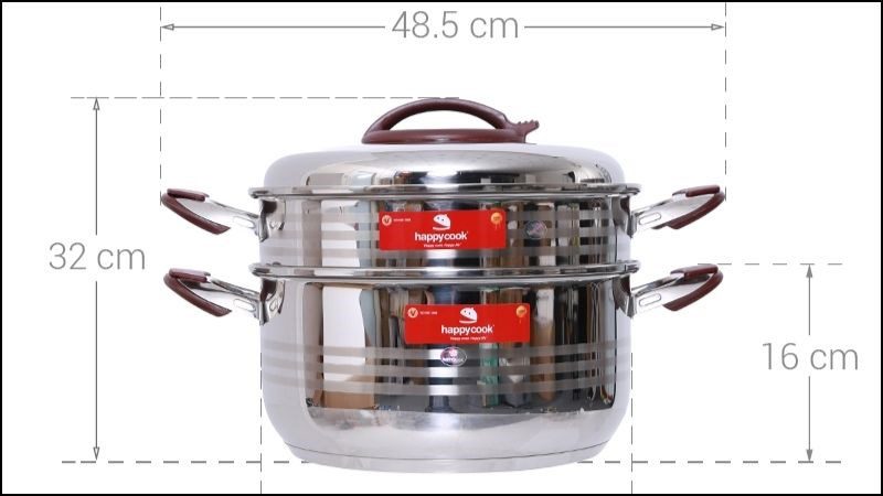 Stainless steel steamer pot set with 3 layers, 32 cm Happycook ST32-2