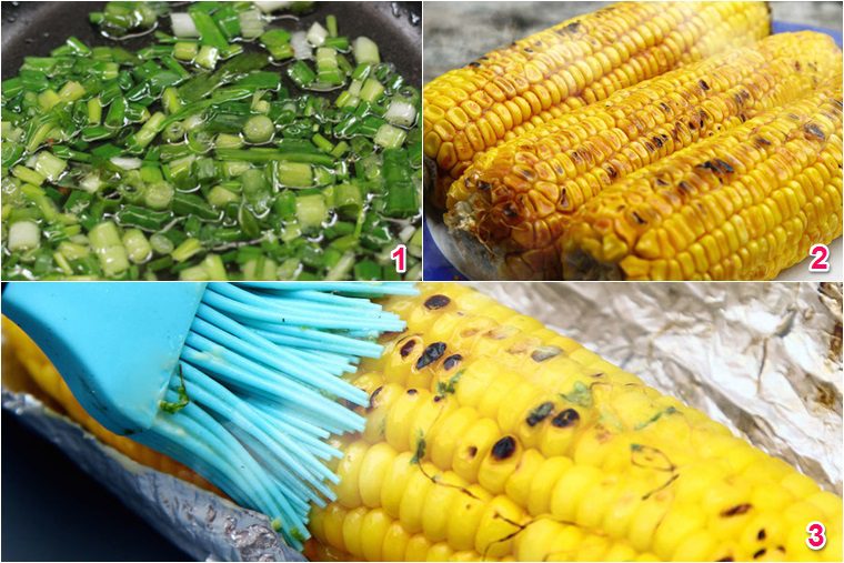 Step 2 Making scallion oil Grilled corn in the oven