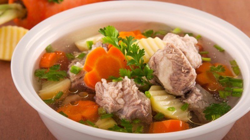 Beef bone stew with vegetables