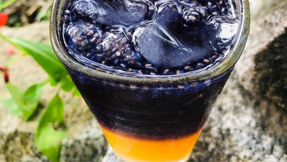 Butterfly pea flower squeezed orange