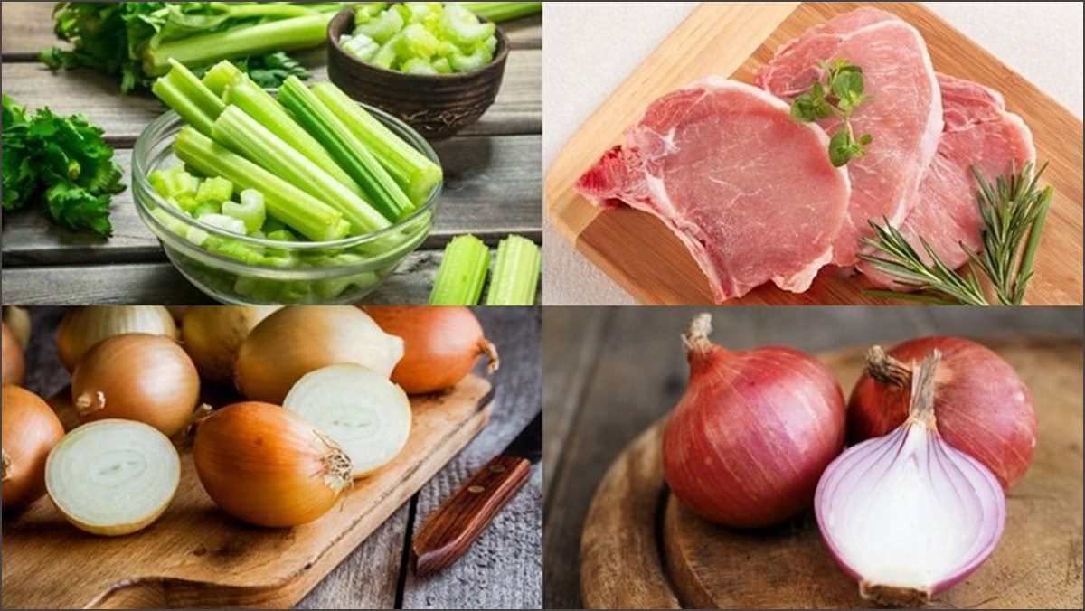 Ingredients for stir-fried celery with pork