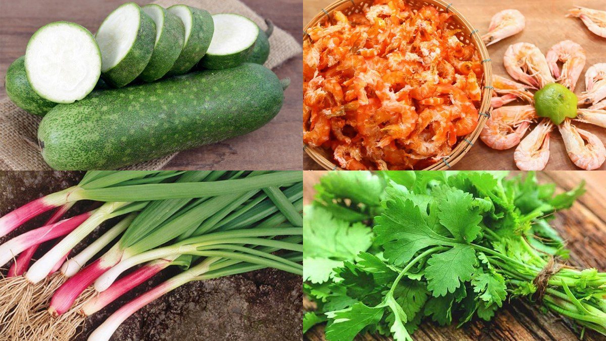 Ingredients for the dish of fresh shrimp melon soup, dried shrimp melon soup