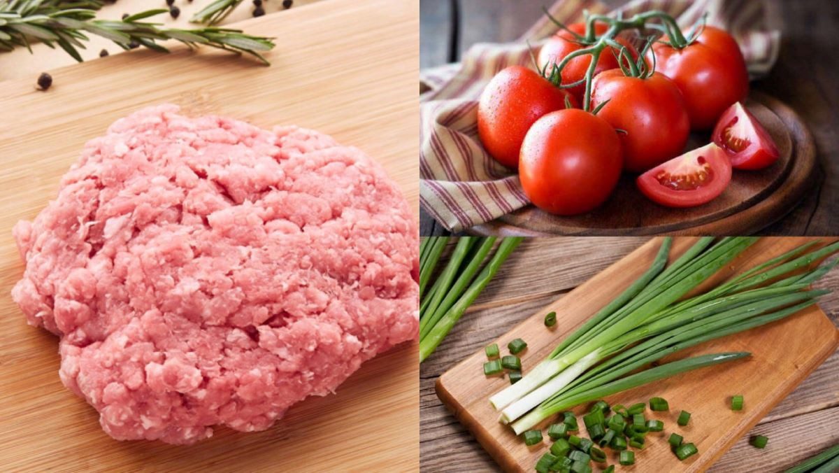 Ingredients for minced meat tomato soup