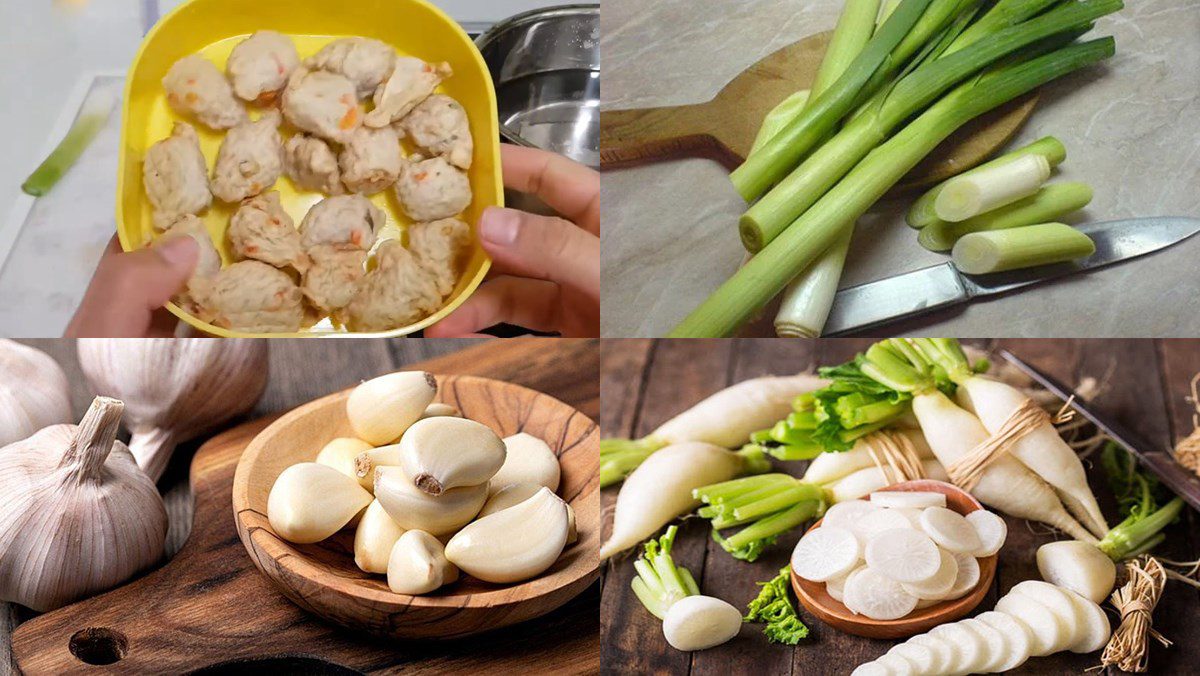 Ingredients for the dish 5 ways to cook white radish soup