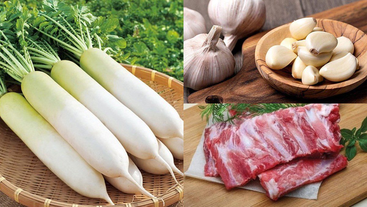 Ingredients for 5 recipes of white radish soup