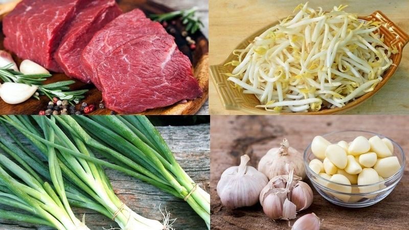 Ingredients for beef bean sprout soup