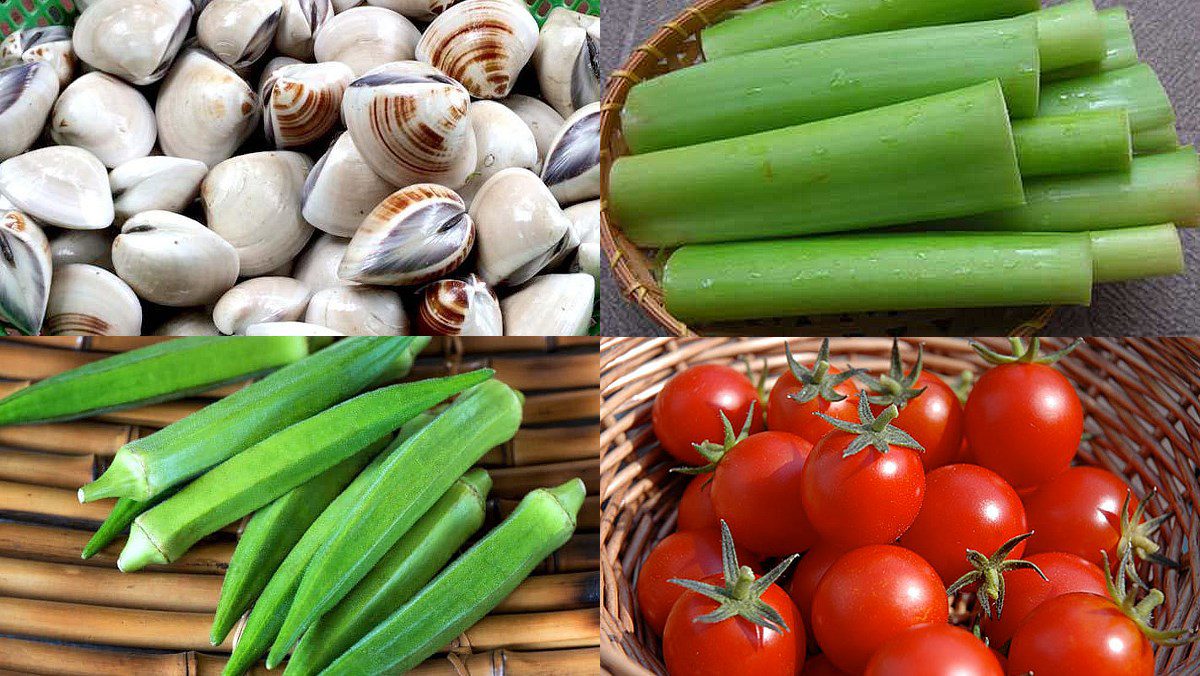 Ingredients for sour clam soup