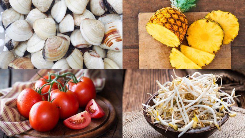 Ingredients for clam pineapple soup