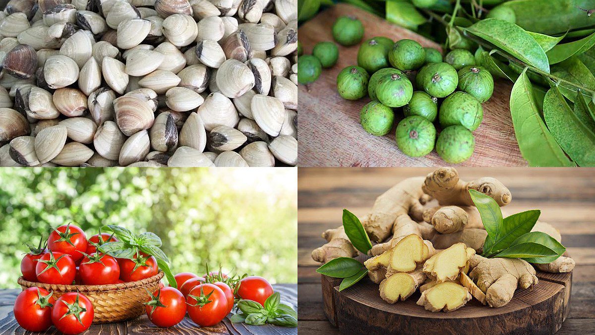 Ingredients for sour clam soup